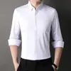 Camisa de Otoño Fina para Hombre con Cuello y Tapeta de Botones Oculta, Elástica sin Costuras, Manga Larga, Venta al por Mayor