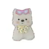 Perro West Highland de Dibujos Animados Lindo Hueso Acrílico Hecho a Mano DIY Accesorios Tocado Parche de Pegamento de Crema Venta al por Mayor