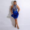 CQK2607 Vestido sexy europeo y americano con escote de pedrería y espalda descubierta