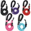 Correa Reflectante para Perro, Correa de Nylon Resistente de 1.5m con Agarre Cómodo de Esponja, Cuerda de Alta Resistencia de 1.2cm de Ancho para Perros Pequeños, Medianos y Grandes, Negro Púrpura Rojo Rosa Azul