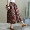 Falda de Lunares Shanli Dadi Nueva Floral Primavera y Verano de Longitud Media Cintura Alta Retro Vestido Elástico Estampado