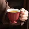 Taza Maestra Cerámica Forma Pétalo Glaseado Langhong con Borde Dorado, Taza Individual, Caja de Regalo de Vajilla para el Hogar de Gama Alta