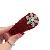 Pinza para el cabello de Copo de Nieve con Pedrería de Felpa Roja Estilo Año Nuevo Atmósfera Otoño/Invierno 2026 para Mujer