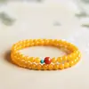 Pulsera de Doble Círculo Estilo Templo de Cera de Abeja Sintética para Mujer, Pulsera Versátil Apilable Vintage, Joyería de Lujo Ligero de Alta Gama, Regalo para Transmisión en Vivo
