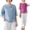Camiseta de Verano Bordada para Madre 2026 Manga Corta para Mujer Talla Grande Top de Manga Corta para Edad Media