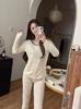 Traje Térmico De Rong Novo de Inverno para Mulheres, Conjunto Básico Preguiçoso de Cor Sólida, Conjunto de Duas Peças Slim Fit