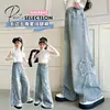 Pantalones para Niñas Primavera y Otoño 2026 Nuevos Elegantes Jeans de Pierna Recta para Niños Mayores y Estudiantes de Secundaria, Modernos Pantalones Largos de Pierna Ancha