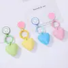 Llavero colgante de corazón sonriente de color sólido con cuentas de dopamina de moda, doble cara, grande, decoración de bolsa de regalo DIY