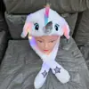 Gorra de felpa con orejas de conejo luminosas para apretar a mano, con bolsa de aire, orejas móviles, gorra de dibujos animados para padres e hijos