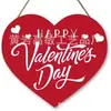 Letrero de Puerta Feliz Día de San Valentín para Puerta Principal, Rústico Rojo Corazón de Amor Letrero Colgante de San Valentín Corazón de Amor de Madera