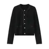 Abrigo estilo Chanel, abrigo de punto 100% cachemira pura para mujer, cárdigan de bloques de color, moderno y sencillo, de un solo botón