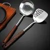 Auténtico Juego de 6 Piezas de Cuchara Espátula para Cocinar de Acero Inoxidable 304 Cocina Hogar Espátula de Champiñón Cuchara para Sopa Espátula Colador Grande