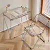 Mesa dobrável transparente acrílica vintage, estilo moderno e na moda, conjunto de mesa e cadeira portátil para varanda de casa, mesa de centro nórdica