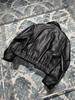 Chaqueta de Cuero Genuino Hn5227 Otoño/Invierno Nuevo Estilo Patrón de Cabra Ciervo Cuero en Relieve Ropa de Trabajo Bolsillo Corte Amplio Cremallera Biker Chaqueta Corta