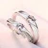 Anillo de Pareja para Hombres y Mujeres Anillo de Compromiso con Diamante Nicho Todo Fósforo Anillo para el Dedo Moderno Simple Anillo Abierto de Amor Entrelazado