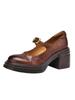 Zapatos Mary Jane de una sola capa con plataforma gruesa y tacón grueso, estilo británico retro, para mujer, primavera y otoño, color antiguo pulido, puntera redonda, versátiles, de boca poco profunda, tacón alto
