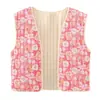 Moda europea y americana para mujer otoño 2023 chaleco de algodón de doble cara con estampado floral pequeño abrigo chaleco para mujer BB8-69583