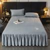 Falda de Cama Individual de Terciopelo de Leche para Otoño e Invierno, Falda de Cama Gruesa de Terciopelo, Sábanas de Cama, Cubrecama Antideslizante, Color Sólido, Sábanas de Cama con Falda, Tejido Suave