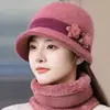 Sombrero de Lana de Invierno para Personas de Mediana Edad y Mayores, Sombrero de Cubo Cálido y a Prueba de Viento de Ala Ancha para Señoras Mayores, Abuelas, Sombrero de Punto de Pelo de Conejo
