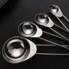 Conjunto de 4 Colheres Medidoras em Forma de Ovo de Aço Inoxidável, Ferramentas de Confeitaria, Colher Medidora Doméstica com Escala, Colher Medidora para Café, Farinha, Temperos