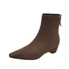 Botas curtas, bico fino, caimento justo para outono e inverno, botas da moda, botas curtas de sola reta 2026, novas botas femininas, botas femininas de salto baixo
