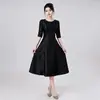 Vestido Casual para Fiesta 2026 Verano Comercio Exterior AliExpress Color Sólido Estilo Vintage Simple Suministro desde Almacén en el Extranjero