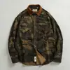 Nova Camisa Camuflada Patchwork Americana Lavada Masculina Primavera Outono Marca Tendência Retro Casual Gola Lapela Camisa Casal Jaqueta Tendência