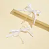 Brincos Femininos Elegantes e Doces com Laço, Tarraxas de Orelha com Pérolas Feitas à Mão, Design Personalizado, Acessórios de Orelha com Franjas Estilo Ins