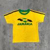 Moda Europeia e Americana 2025 Estampa Jamaicana Sexy na Cintura Slim-fit Spice Girl Curta Gola Redonda Pulôver Camiseta Feminina