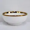Plato de sabor a rayas horizontales con borde dorado, plato redondo para condimentos, plato para salsas, plato para salsas acanalado, cuenco para salsa de soja
