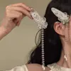 [Pensamientos de Flores Cayendo] Pasador de Flor de Cristal Súper Hada, Elegante, Pasador Lateral de Flecos de Gama Alta, Accesorios para el Cabello para Mujeres