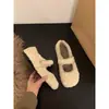 Mocasines planos de piel de oveja para mujer, nuevo estilo versátil 2025 para otoño e invierno con cierre de velcro