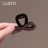 Presilha de Garra Roxa Exquisita e Fashionável Versátil com Tachas de Diamante para Mulheres, Estilo Celebridade da Internet, Acessório de Pente de Cabelo Meio Preso de Alta Qualidade