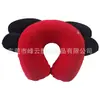 Almohada inflable de PVC con flocado, fase intermedia rojo y negro, almohada inflable para el cuello, regalo promocional, almohada con LOGOTIPO impreso