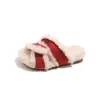 Pantuflas de Algodón de una Tira para Niñas, Pantuflas Peludas para Usar al Aire Libre, Nuevo Estilo Otoño e Invierno 2025, Aspecto de Lana de Cordero, Esponjosas