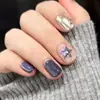 Adesivos de Unha Wearable para Uso Interno Estilo Curto Outono e Inverno Estrela de Cinco Pontas Pequeno Diamante Cor Contrastante Adesivos de Unha Doce Cool Fofo Unhas Postiças