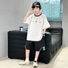 Conjunto Deportivo de Verano para Niños, Conjunto de Dos Piezas con Camiseta de Manga Corta y Shorts, Moderno Casual de Moda Nuevo Estilo para Niños Mayores, Malla Transpirable