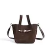 Piel de Vaca Esmerilada, Lujo Ligero, Nicho, Sensación de Alta Gama, Bolso Cubo Pequeño Blanco de Mano, Bolso de Hombro para el Trabajo de Mujer, Bolso Cruzado, Otoño e Invierno