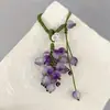 Colgante para Teléfono Tejido con Cuentas de Uva Morada Fresca Estilo Bosque Personalidad de Moda Exquisito Versátil Llavero para Bolso