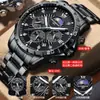 Marca Suíça Ruizhiyuan Relógio de Pulso Masculino Moderno com Pulseira de Aço Sólido Multifuncional Luminoso à Prova d'Água