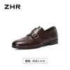 Mocassins Femininos ZHR com Corte Profundo 2026 Outono Novo Estilo Sapatos Planos Pretos de Couro para Exterior Mocassins Brogue