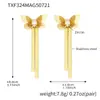 Set de Collar, Pulsera, Anillo y Pendientes Miduo Súper Brillante Zirconia 5A Mariposa Doble Capa Acero Inoxidable Chapado en Oro Real 18K