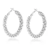 Brincos Circulares de Prata Quebrada Granulada Europeus e Americanos Transfronteiriços para Mulheres Design Inovador Brincos Redondos com Strass Joias Atacado