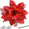 Flor de Nochebuena Artificial con Escamas Doradas Brillantes 14cm Corona de Dos Piezas Círculo Accesorios para Decoración de Árbol de Navidad Directamente de la Fuente