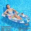 Plataforma flutuante inflável com estampa de planta tropical transfronteiriça, PVC com encosto, espreguiçadeira aquática, boia de piscina, cama flutuante