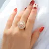 Anillo Abierto Bañado en Oro Real Moda Femenina Personalidad Anillo Dedo Índice Tendencia Coreana Simple Celebridad de Internet Anillo de Perla de Agua Dulce