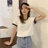 2026 Cropped Verão Novo Estilo Color-Blocking Slim-Fit Design Curto com Elementos de Design Sutis Camiseta de Manga Curta para Mulheres