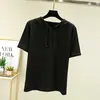 Sudadera de Manga Corta de Seda de Hielo para Verano Camiseta de Media Manga para Estudiantes Femeninas Estilo Coreano Casual Holgada Versátil Prenda Exterior