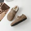 Zapatos de Algodón para Mujer con Piel, Zapatos de Piel Genuina Engrosada de Ante de Vaca con Piel, Nuevos Zapatos de Nieve Otoño e Invierno 2025, Zapatos Birkenstock Forrados de Felpa