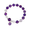 Pulsera de cuentas de cristal morado de un solo círculo, Pulsera versátil para mujer para la buena suerte, Suministro del fabricante de joyería de cristal natural